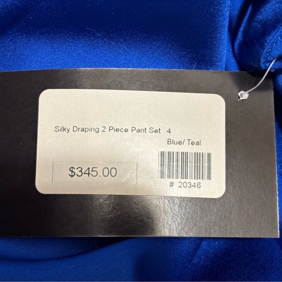 Silk Blue Teal Draping Top & Pant Set - Picture 7 of 12